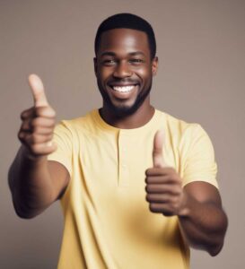 black man with thumbs up