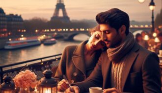 couple having romantic evening in Paris
