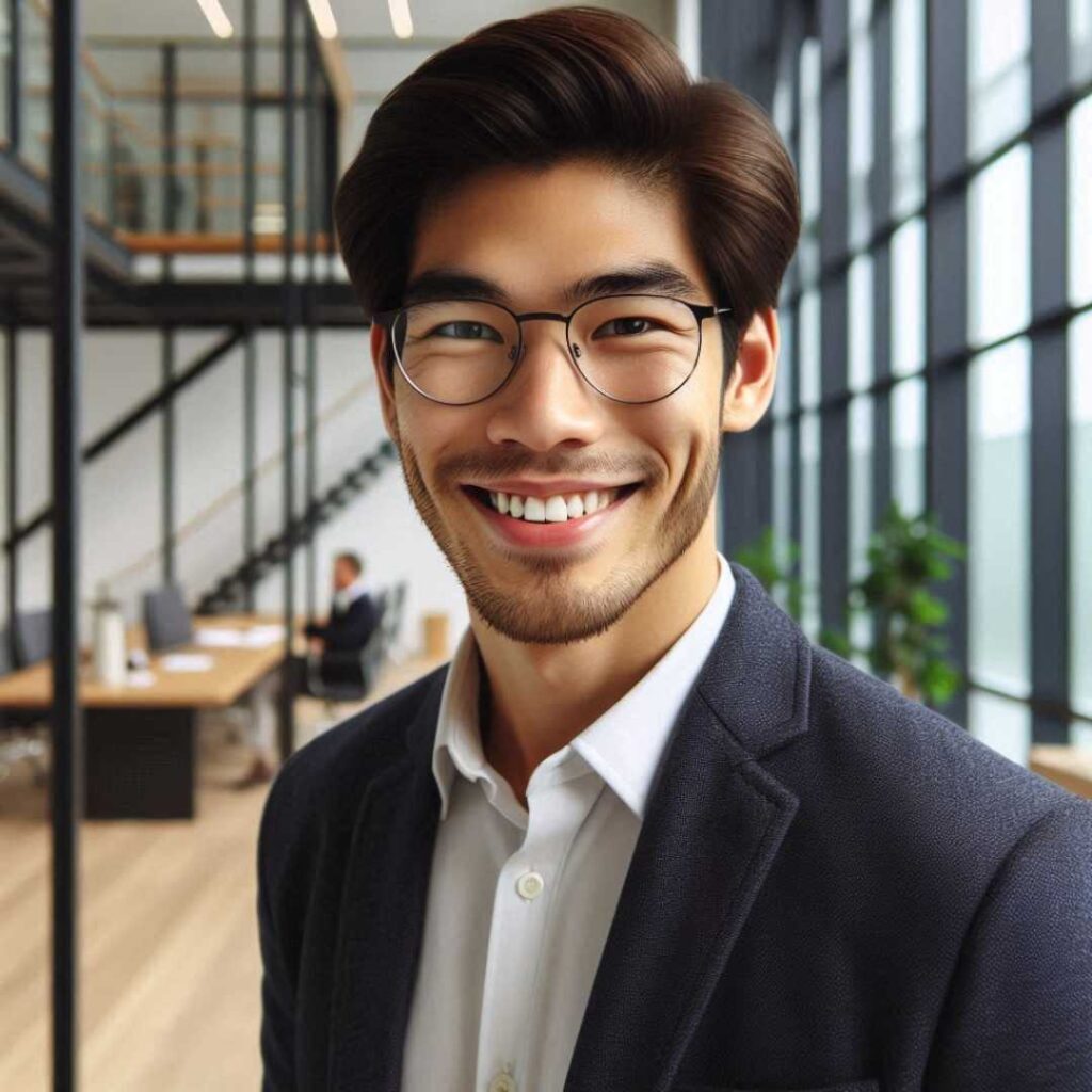 man at the office smiling