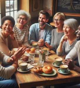 adults socializing at a restaurant