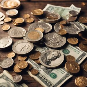 dollars and cents on a table