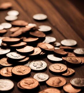 coins on a table