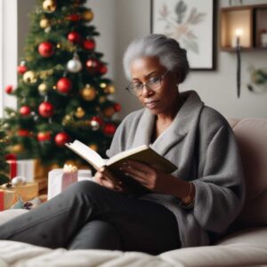 older family caregiver prioritizing self care by taking time to read a book