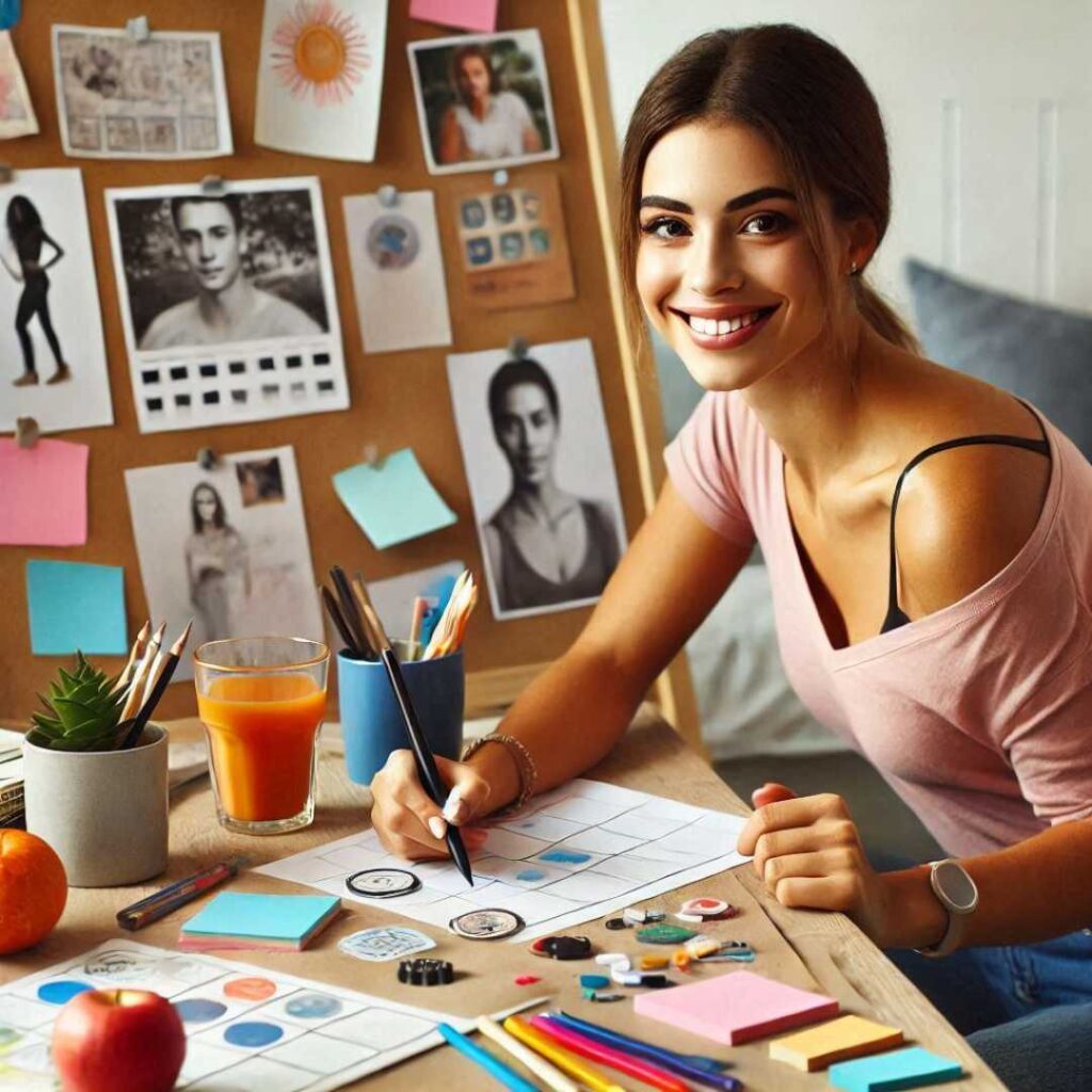 sibling caregiver creating one of her vision boards