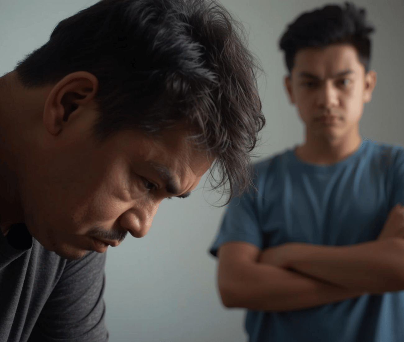 parent looking discouraged as child displays challenging behaviours