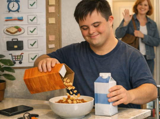 adult with down syndrome being independent