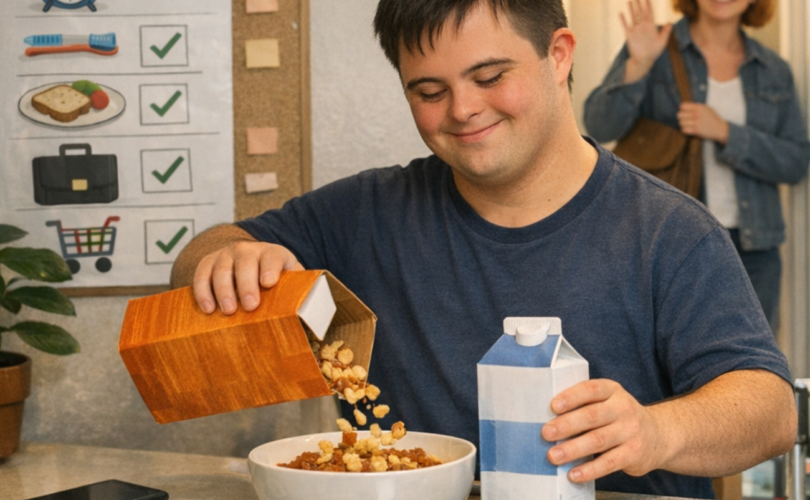 adult with down syndrome being independent