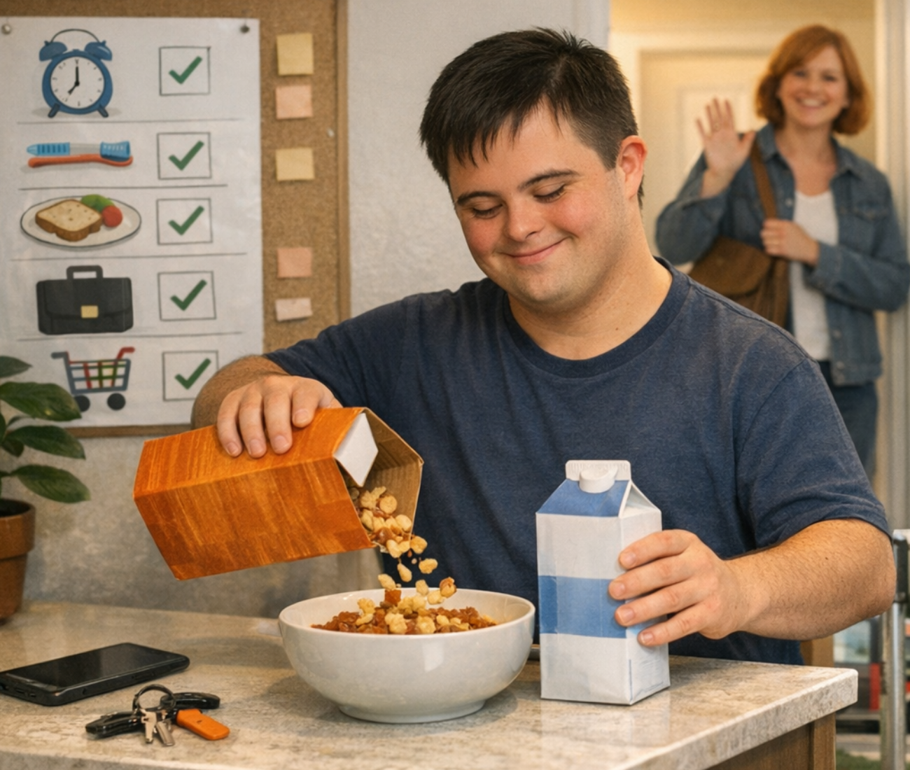 adult with down syndrome being independent