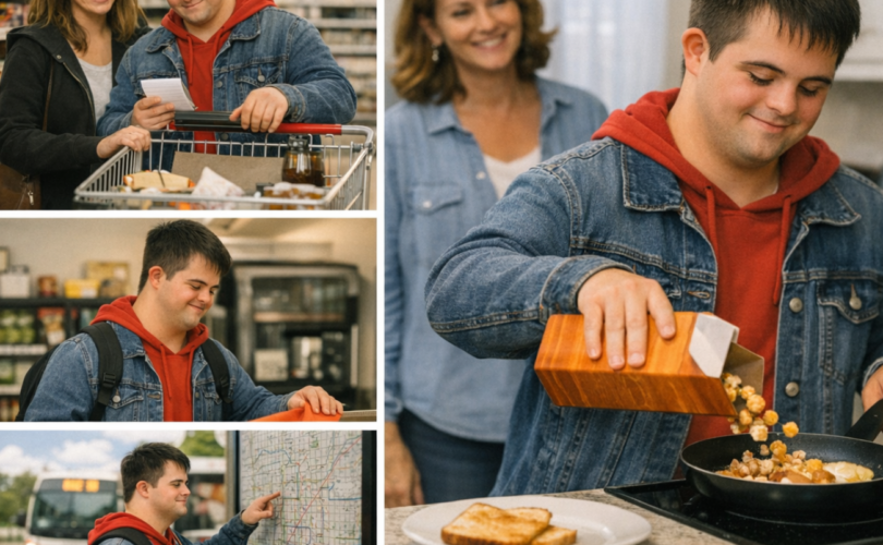 teenager with down syndrome being independent
